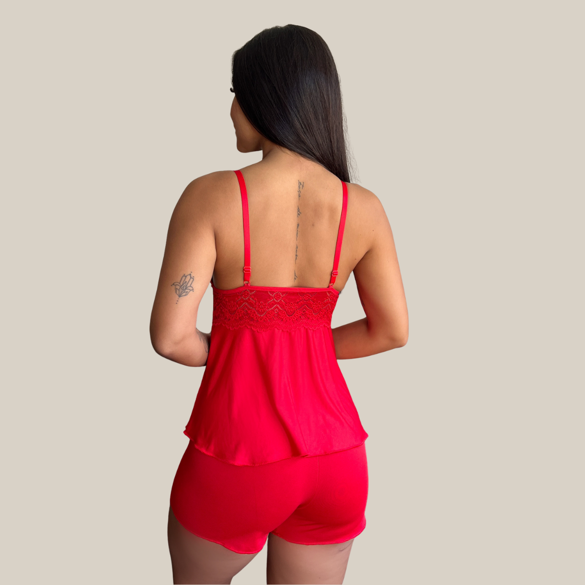 Kit Trio Camisola Baby Doll e Conjunto Feminino Sensual Sem Bojo Fio Dental em Renda Premium - Eliana Luz