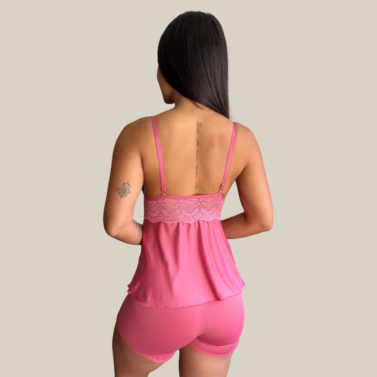 Kit Trio Camisola Baby Doll e Conjunto Feminino Sensual Sem Bojo Fio Dental em Renda Premium - Eliana Luz