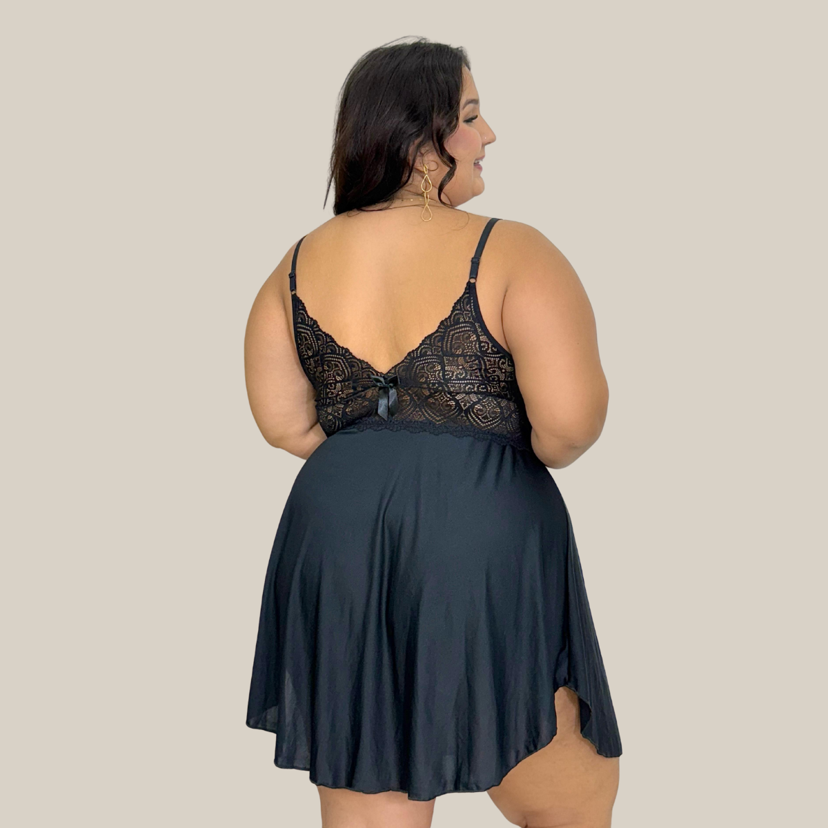 Camisola Feminina Plus Size Sensual Sem Bojo Pijama Liso Rendado Premium - Eliana Luz
