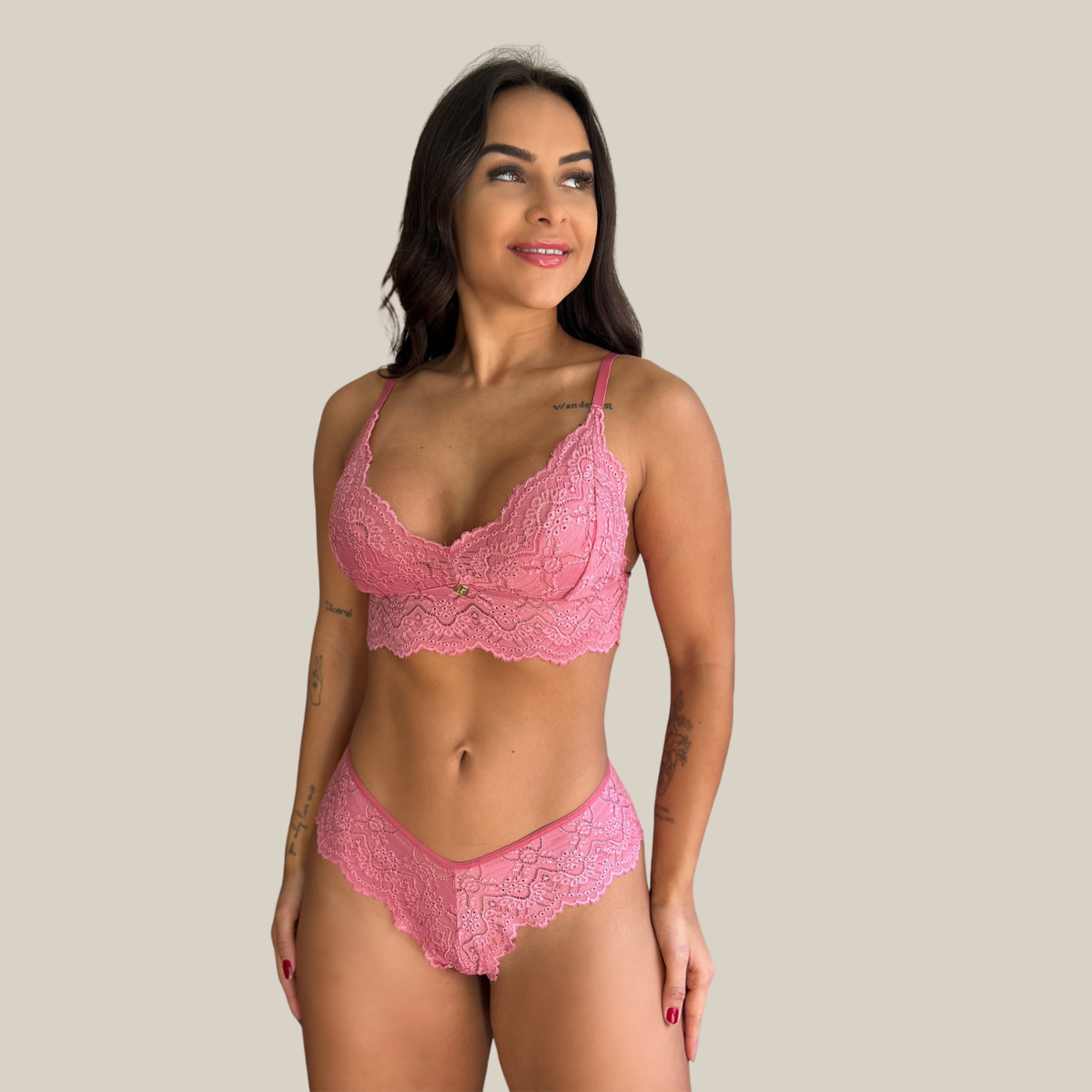 Kit Duo Pijama Baby Doll e Conjunto Calcinha e Sutiã Lingerie Renda Feminino Sexy  - Eliana Luz