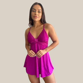 Camisola Babydoll Feminina Sensual Sem Bojo Rendada em Microfibra Premium – Eliana Luz