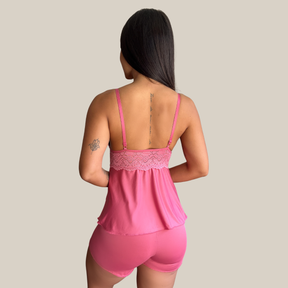 Kit Trio Camisola Baby Doll e Conjunto Feminino Sensual Sem Bojo Fio Dental em Renda Premium - Eliana Luz