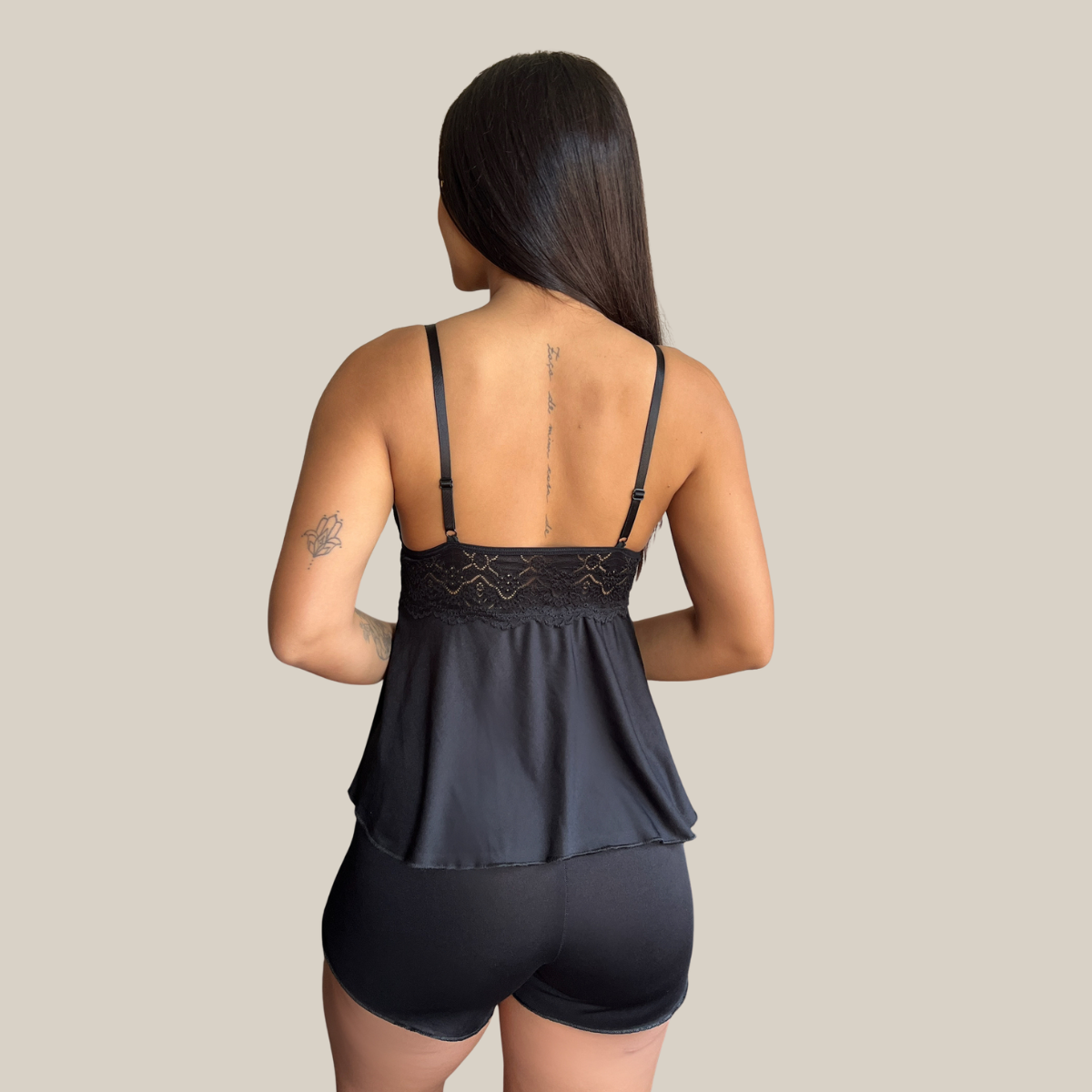 Kit Trio Camisola Baby Doll e Conjunto Feminino Sensual Sem Bojo Fio Dental em Renda Premium - Eliana Luz