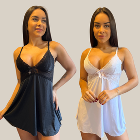 Kit 2 Camisolas Baby Doll Feminina Sensual Sem Bojo Rendada Lingerie Linha Noite - Eliana Luz