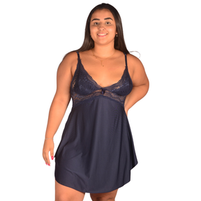 Camisola Feminina Plus Size Sensual Sem Bojo Pijama Liso Rendado Premium - Eliana Luz