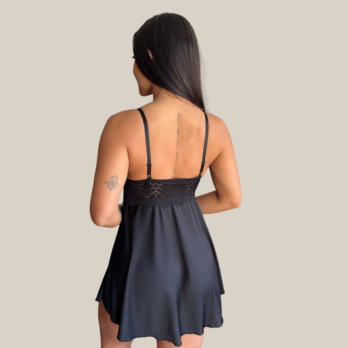 Kit Trio Camisola Baby Doll e Conjunto Feminino Sensual Sem Bojo Fio Dental em Renda Premium - Eliana Luz